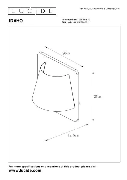 Lucide IDAHO - Wandlamp - 1xE14 - Bruin - technisch